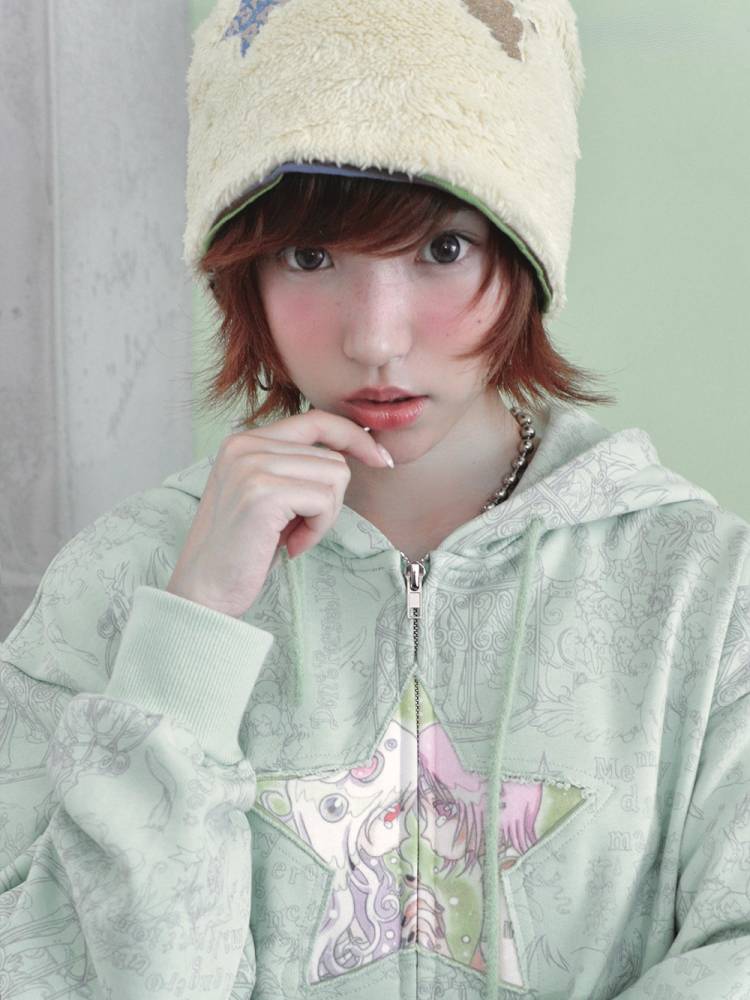 Star-Print Hooded Sweatshirt【s0000014437】