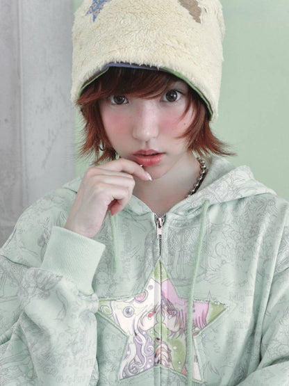 Star-Print Hooded Sweatshirt【s0000014437】