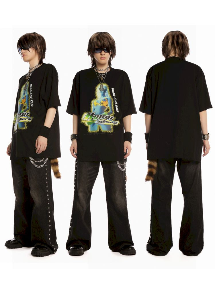 Hip-hop trend loose hundred T-shirt【s0000013602】