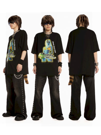 Hip-hop trend loose hundred T-shirt【s0000013602】