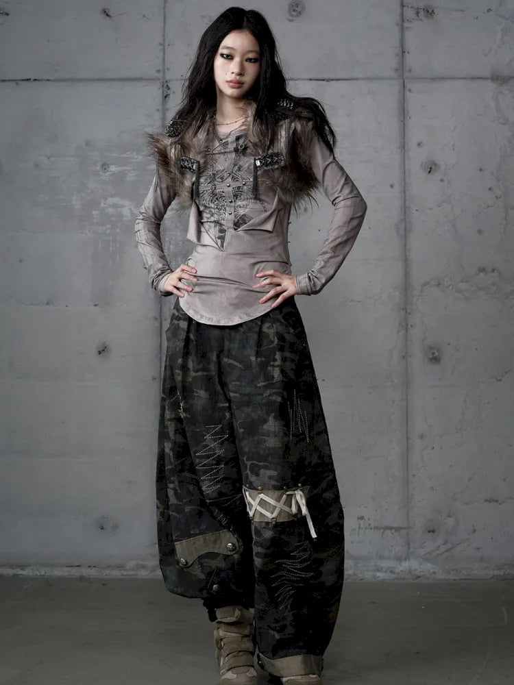 Embroidered Camo Pants【s0000014116】