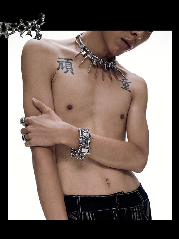 Heavy Craft Punk Style Choker Necklace【s0000018812】