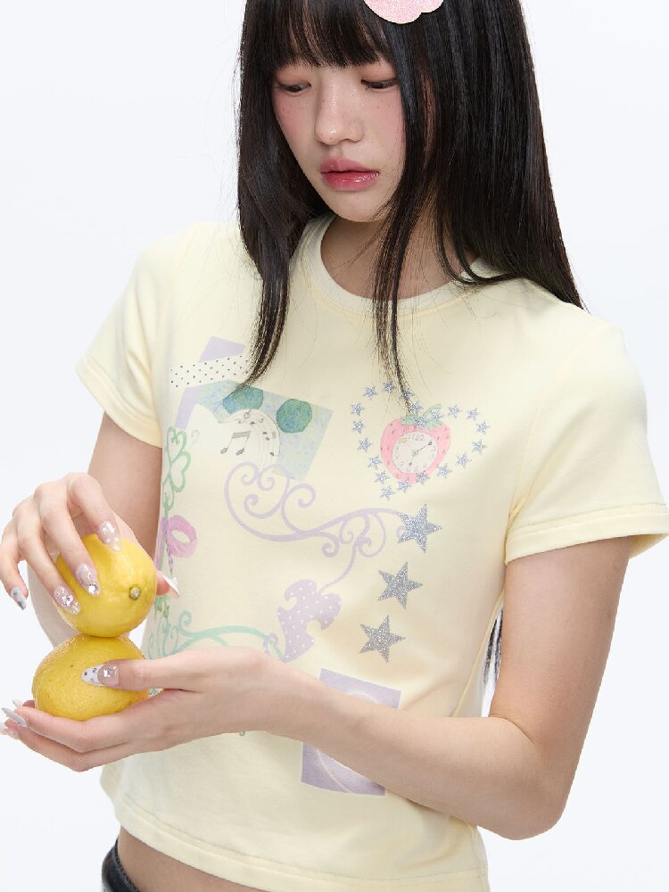 Two Color Vine Slim Short T-Shirt【s0000016407】