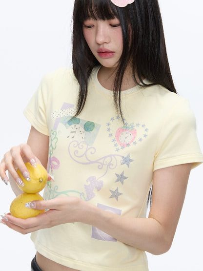 Two Color Vine Slim Short T-Shirt【s0000016407】