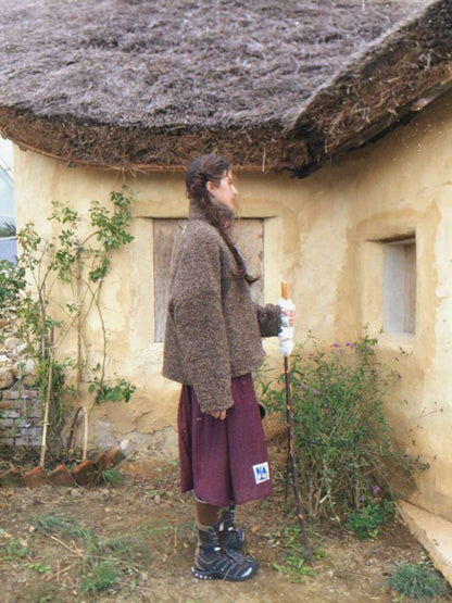 Brown Woolen Loose Button Coat【s0000014896】