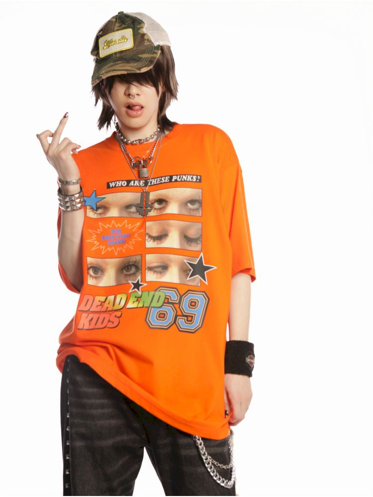 Hip Hop Trend Couple Loose Multicolor T-Shirt【s0000013603】