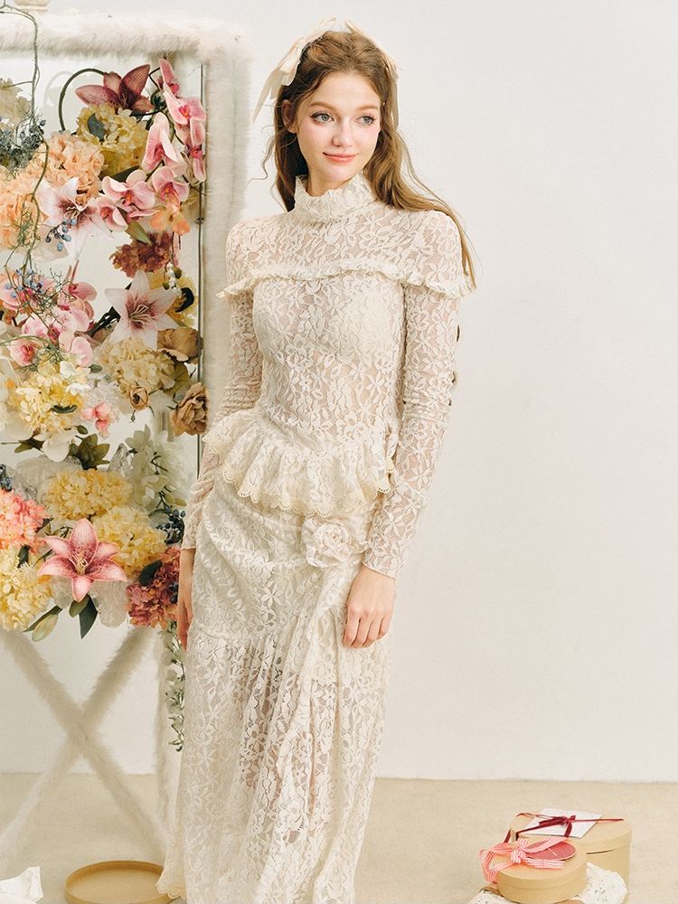 Lace Embroidered Halter French Suit Dresses【s0000005280】