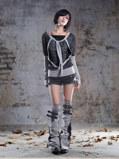 High-Stretch Printed Rhinestone Knit Top【s0000014490】