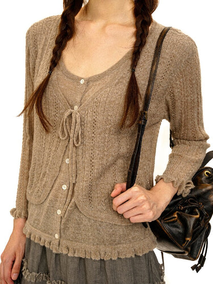 Hollow Twisted Knit Cardigan【s0000017932】