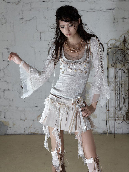 Pearl Chain Sequin Chiffon Cover Up【s0000016991】