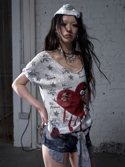 Large neckline loose-fitting T-shirt【s0000012799】