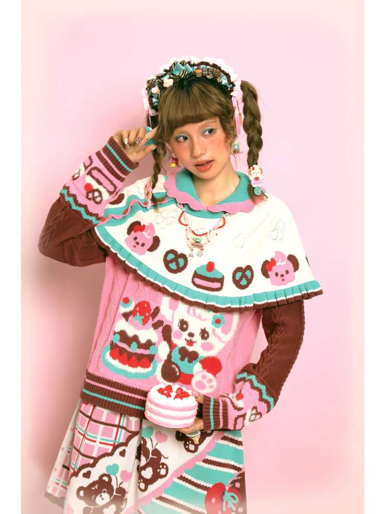 Cable-Knit Cape Sweater【s0000014520】