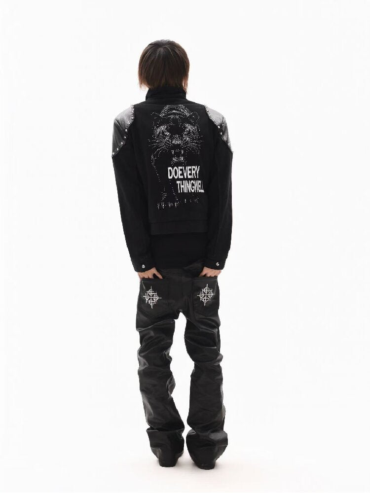 Leather Armor Rivet Canvas Jacket【s0000018352】