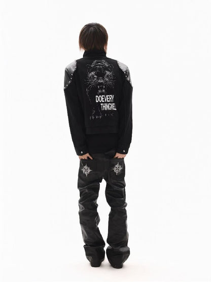Leather Armor Rivet Canvas Jacket【s0000018352】