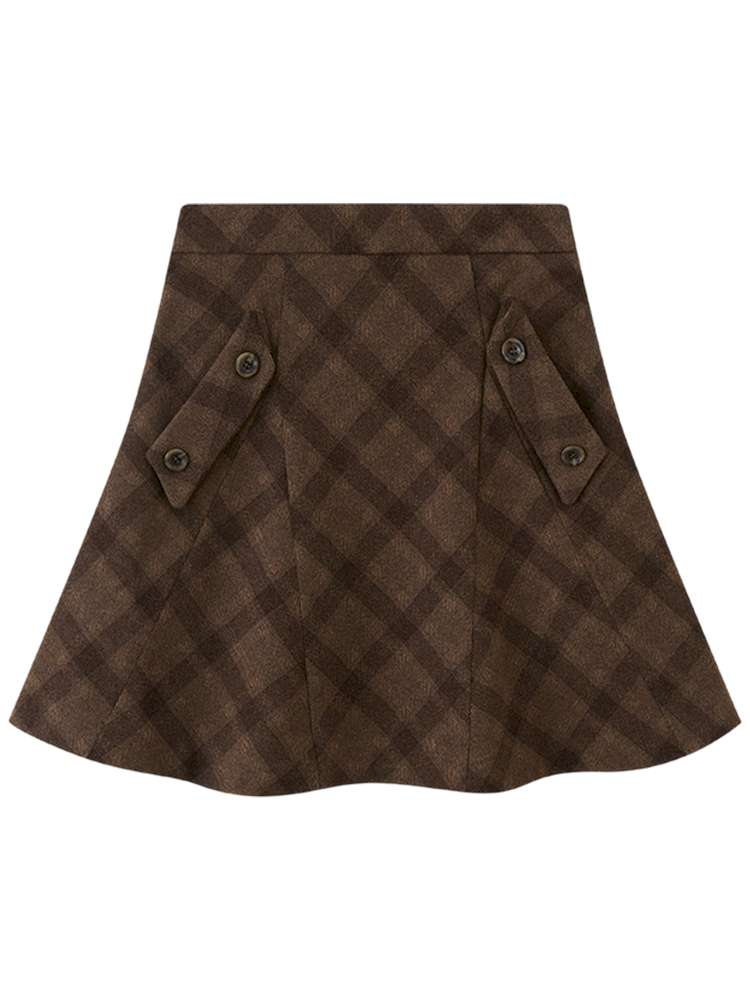 Woolen Plaid A-Line Short Skirt【s0000015220】