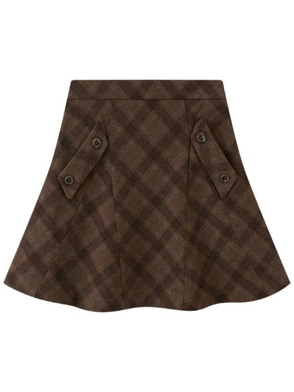 Woolen Plaid A-Line Short Skirt【s0000015220】