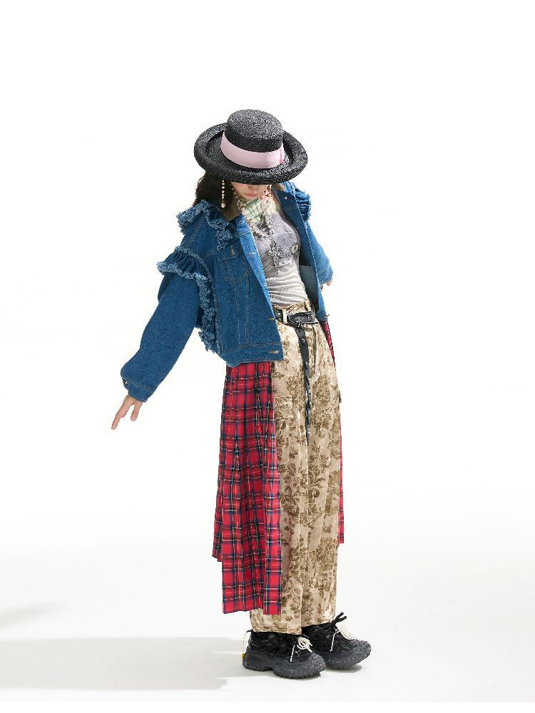 Plaid Denim Loose Trench Coat【s0000011319】
