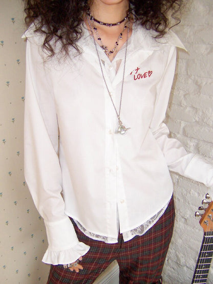 Fake Two-Piece Lace Printed Shirt【s0000017902】