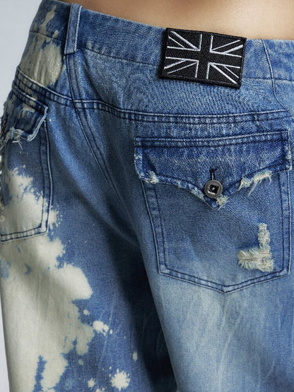 Low Rise Distressed Denim Trousers【s0000017002】