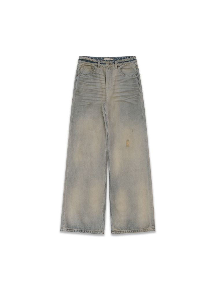Cotton frayed high-waisted denim casual pants【s0000012501】