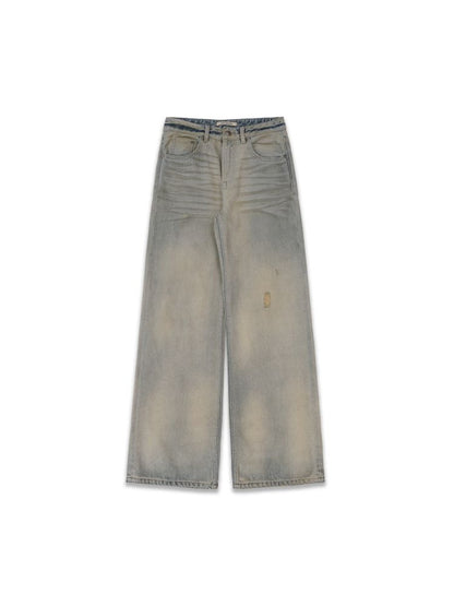 Cotton frayed high-waisted denim casual pants【s0000012501】