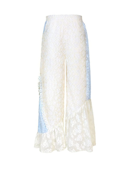 Lace Splicing Wide Leg Flared Pants【s0000007725】