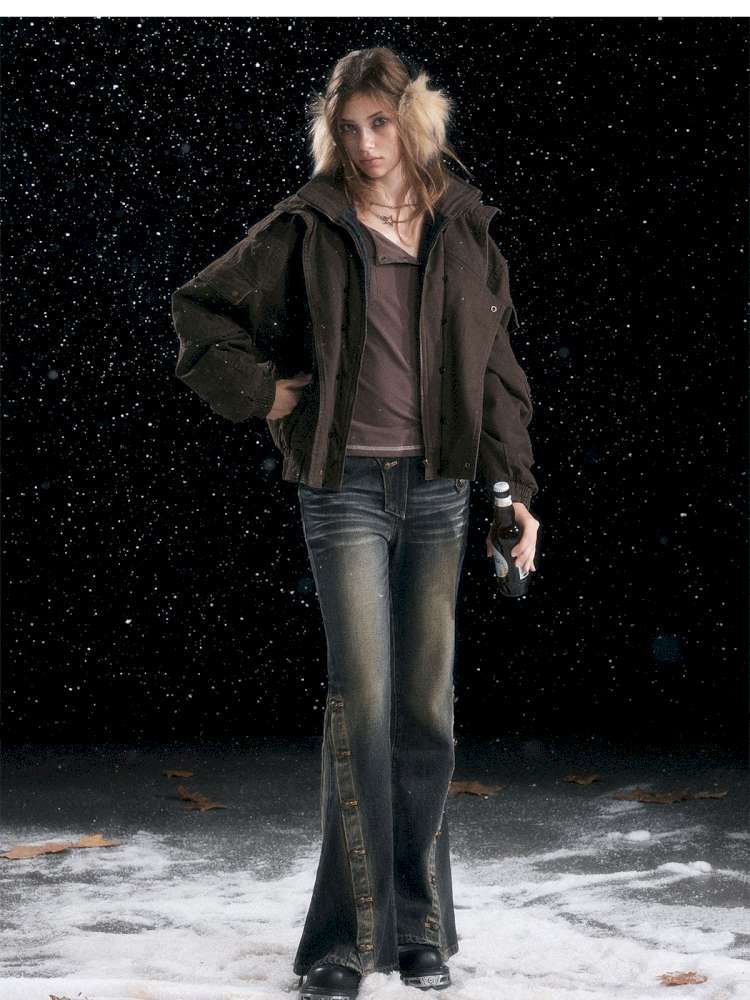 Vintage Distressed Flying Padded Jacket【s0000014673】