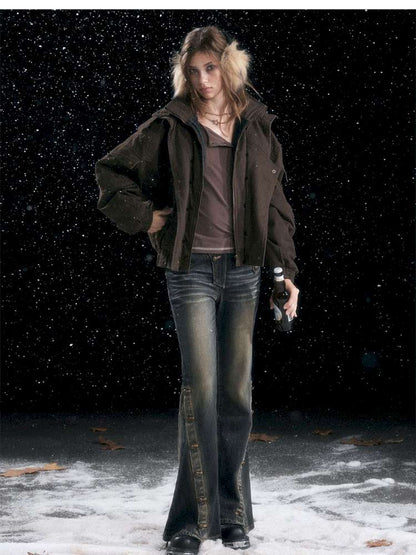 Vintage Distressed Flying Padded Jacket【s0000014673】