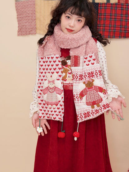 Apple Mushroom Plush Cute Scarf [S0000010895]