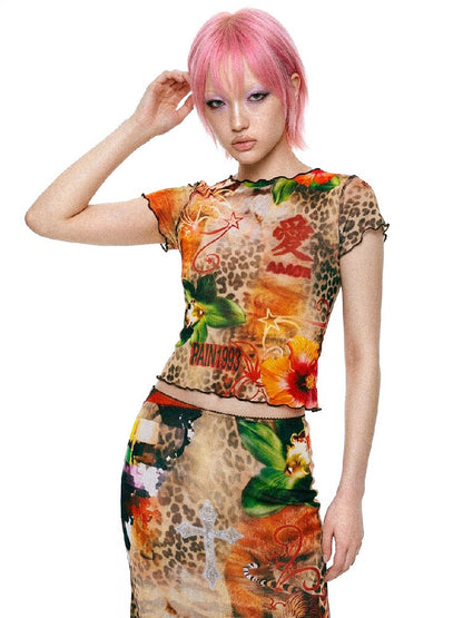 Leopard Print Mesh Mermaid Dress Set【s0000017450】