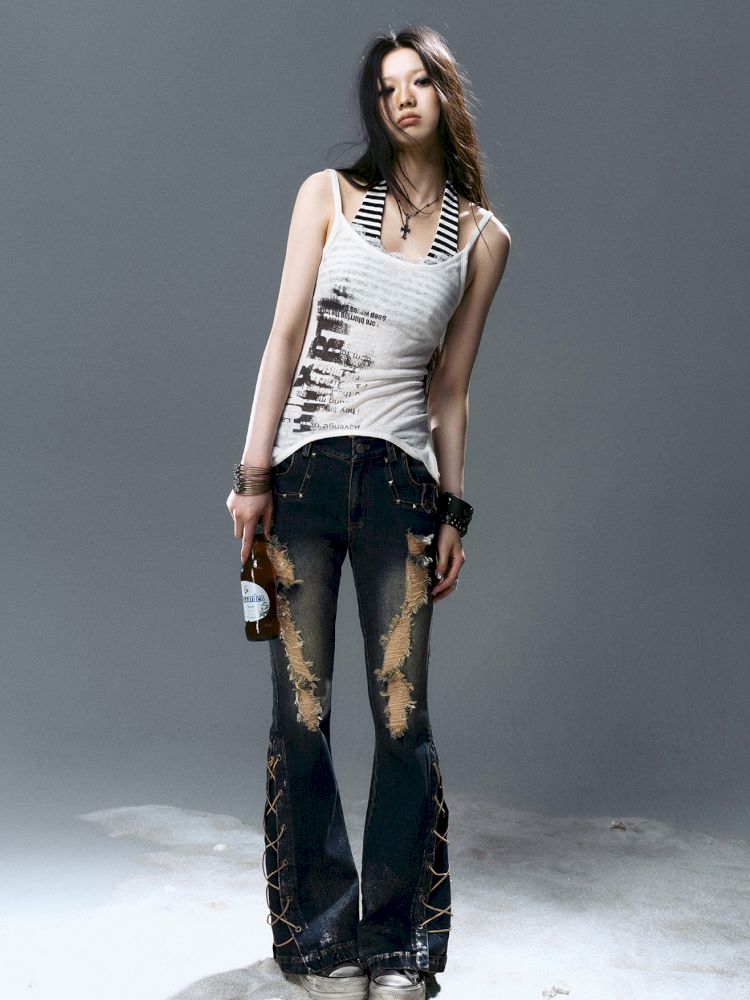 Overlay neck camisole undershirt【s0000012643】