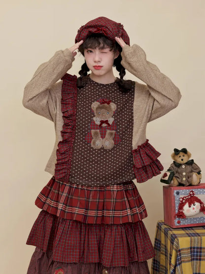 Embroidered lace-trim knit sweater【s0000014173】