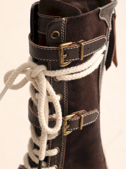 Lace Up Back Zipper Boxing Boots [s0000005989] 