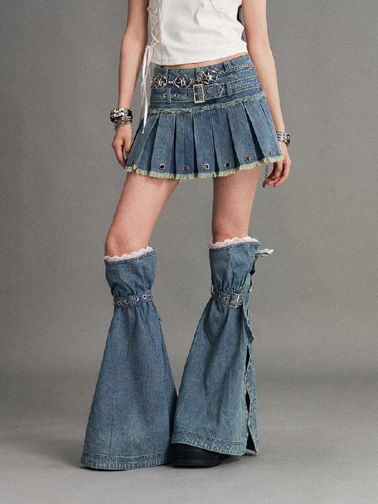Lace Denim Strap Flared Leg Covers【s0000017774】