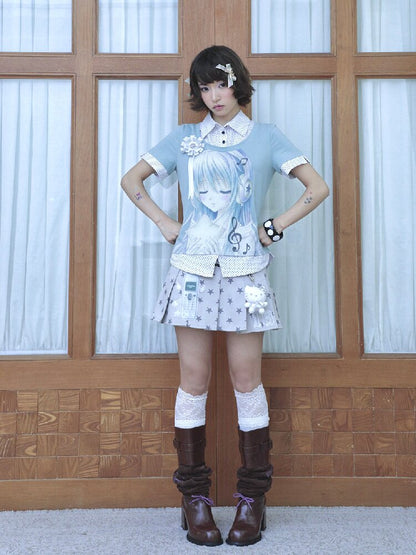 Comic Girl Fake Polka Dot Shirt【s0000016550】