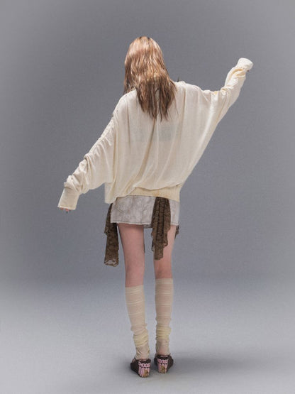 Cross Loose Thin Knit Sunscreen Long Sleeve Jacket [S0000008466]