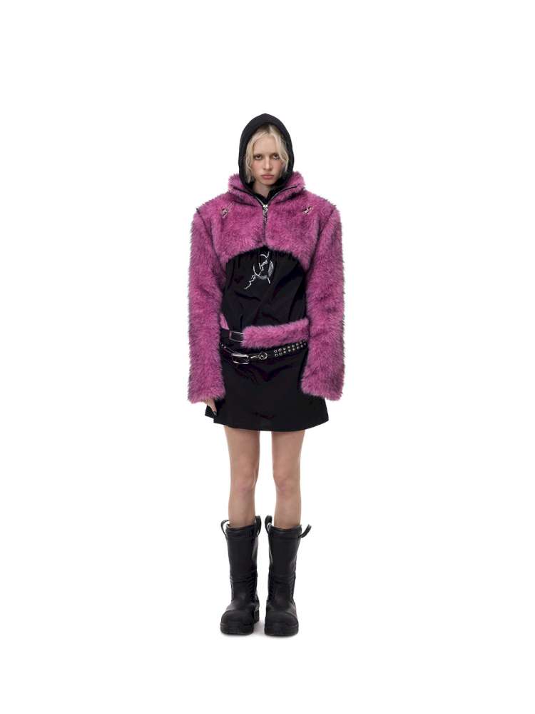 Gradient Fur Short Turtleneck Jacket【s0000015116】