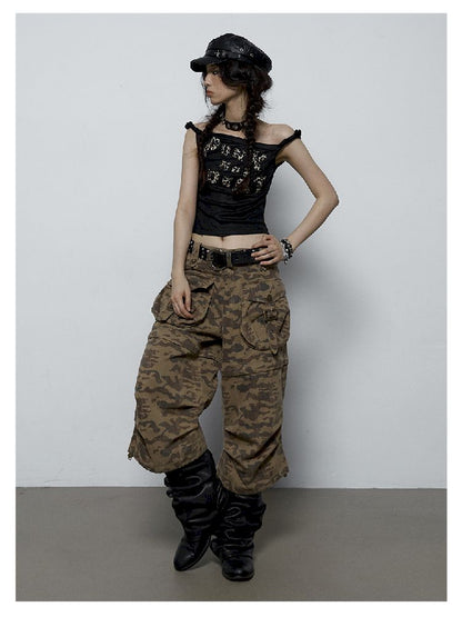 Scrap Loose Camouflage Two Wear Shorts Seven Pants【s0000009382】