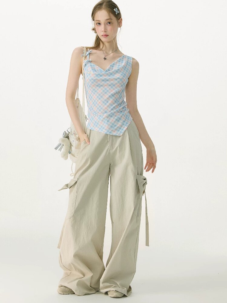 Apricot Bow High Waisted Trousers【s0000017150】