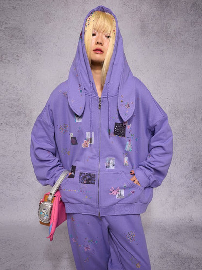 Sticker Rhinestone Rabbit Sweatshirt【s0000018739】