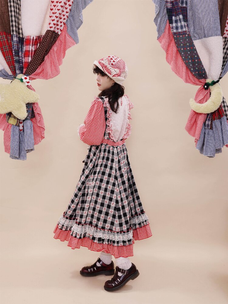 Pastoral Embroidered Plaid Sleeve【s0000019282】