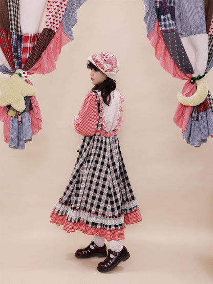Pastoral Embroidered Plaid Sleeve【s0000019282】