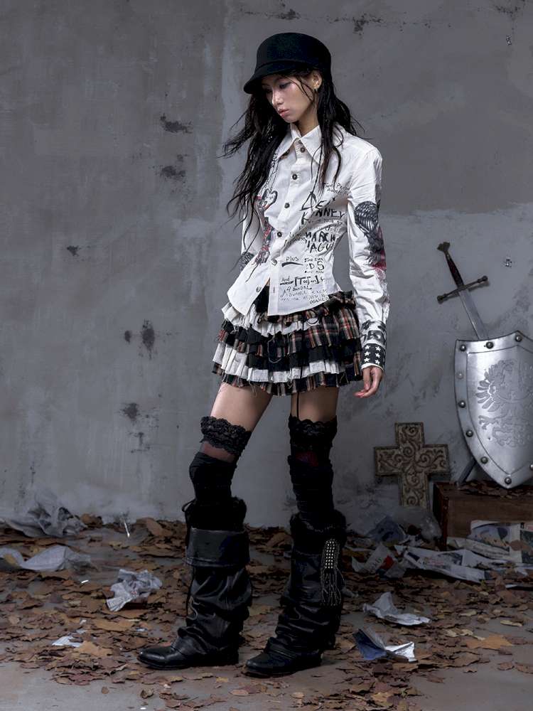 Heavy-Duty Plaid Tiered Skirt【s0000014477】