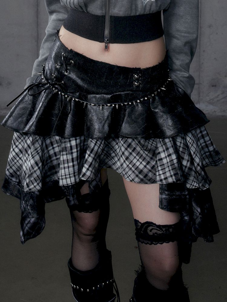 Heavy leather bustier skirt【s0000013467】