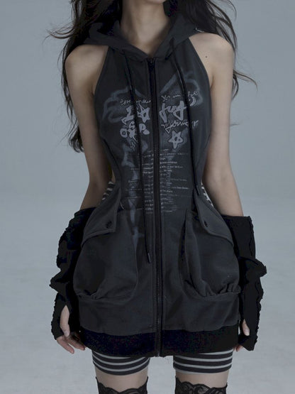 Long hoodie skeleton sweater dress【s0000013482】