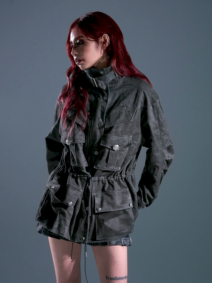 Casual Pocket Drawstring Loose Jacket【s0000013688】