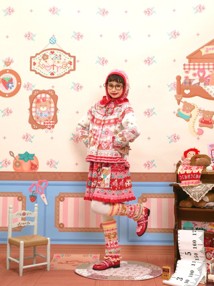 Red Pink Mink Wool Rabbit Cardigan【s0000015572】