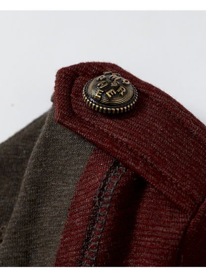 Retro Punk V-Neck Stretch T-Shirt【s0000014928】