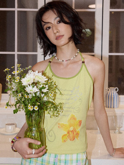 Floral Beaded Halterneck Camisole【s0000016657】