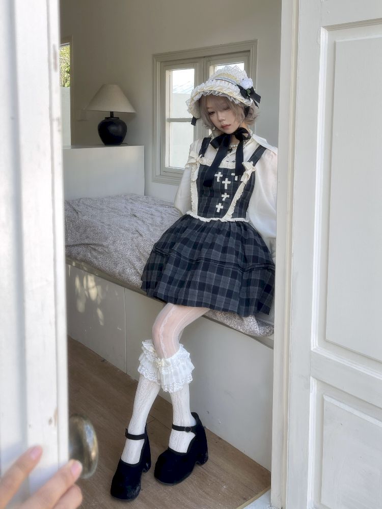 Waisted Fishbone Lace Bow Tie Dress【s0000011341】